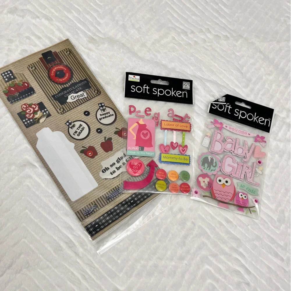 Soft Spoken Scrapbook Stickers Set Pregnancy‎ Baby Girl